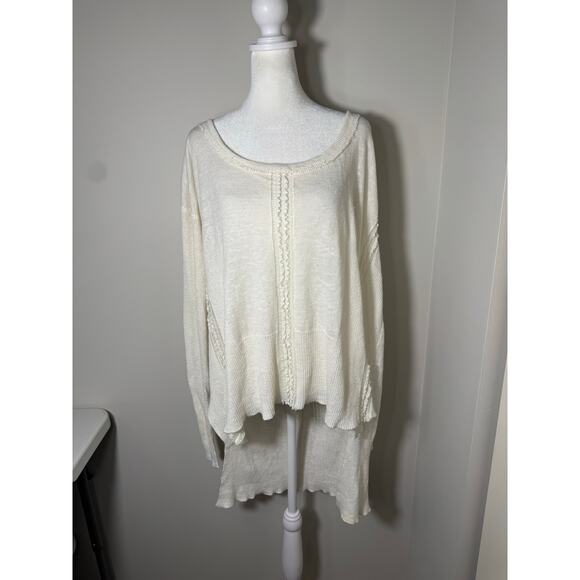 Free People Lace Road Linen Cotton Pullover Size M - Picture 2 of 7